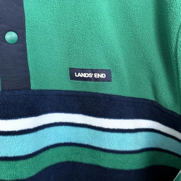 Men's Lands End XL Long Sleeve Pullover Quarter Snap Up Monk Neck Fleece Feeling - Picture 2 of 9